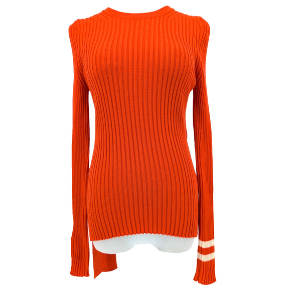 Maggie Marilyn Nearly There Belted Merino Wool Ribbed Sweater Orange Large Chic - Picture 5 of 16